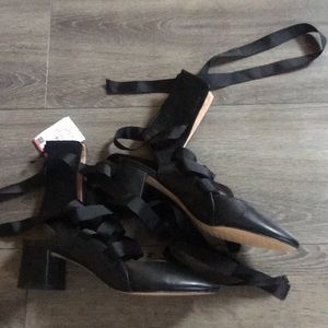 Zara ankle ribbon tie sandals